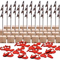 Memo Clip- Senteen 25pcs Porta Notas Mesa Madera Portafotos Pinzas Metal Soporte Para Tarjetas De Mesa Memo Clip-Con…